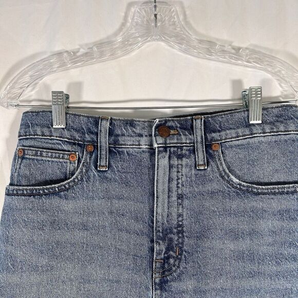 Madewell Cut Off Jean Shorts Women's 27 Medium Wash Denim High Rise Mid-Length - Picture 2 of 10